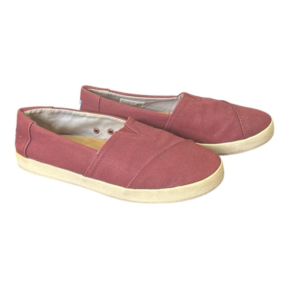 Toms Women’s Maroon Slip-On Canvas Flats Size 8 - Picture 2 of 9